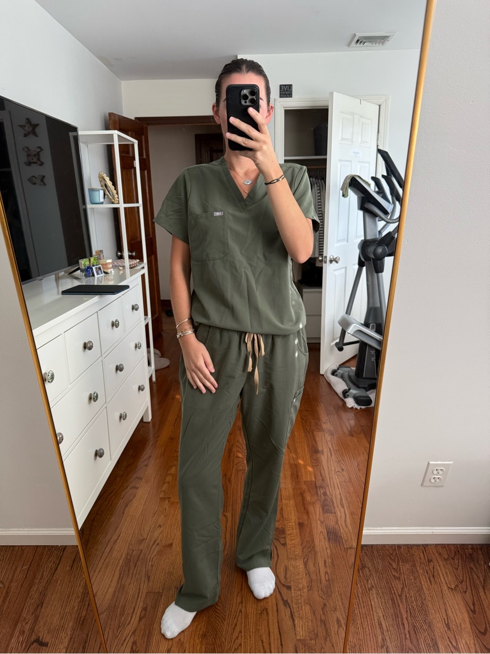 Figs Olive Green Track Pants with Drawstring